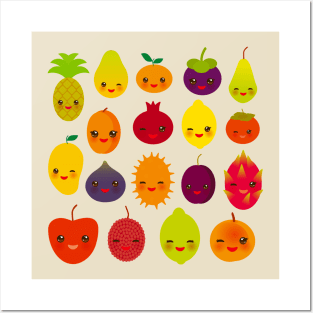 Cute Kawaii Fruits Posters and Art